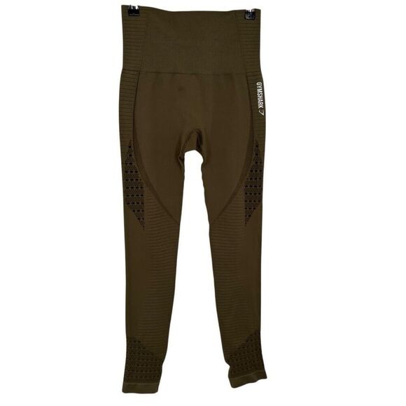 Gymshark Seamless Lace Cut Out Leggings Green See Measurements For Size - Picture 1 of 8